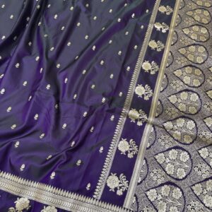 Purple Banarasi Mashru Satin Saree