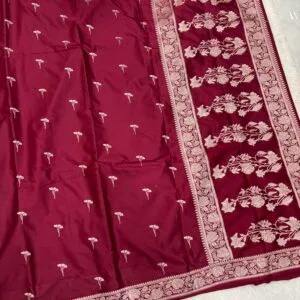 Banarasi Maroon Mashru Silk Saree