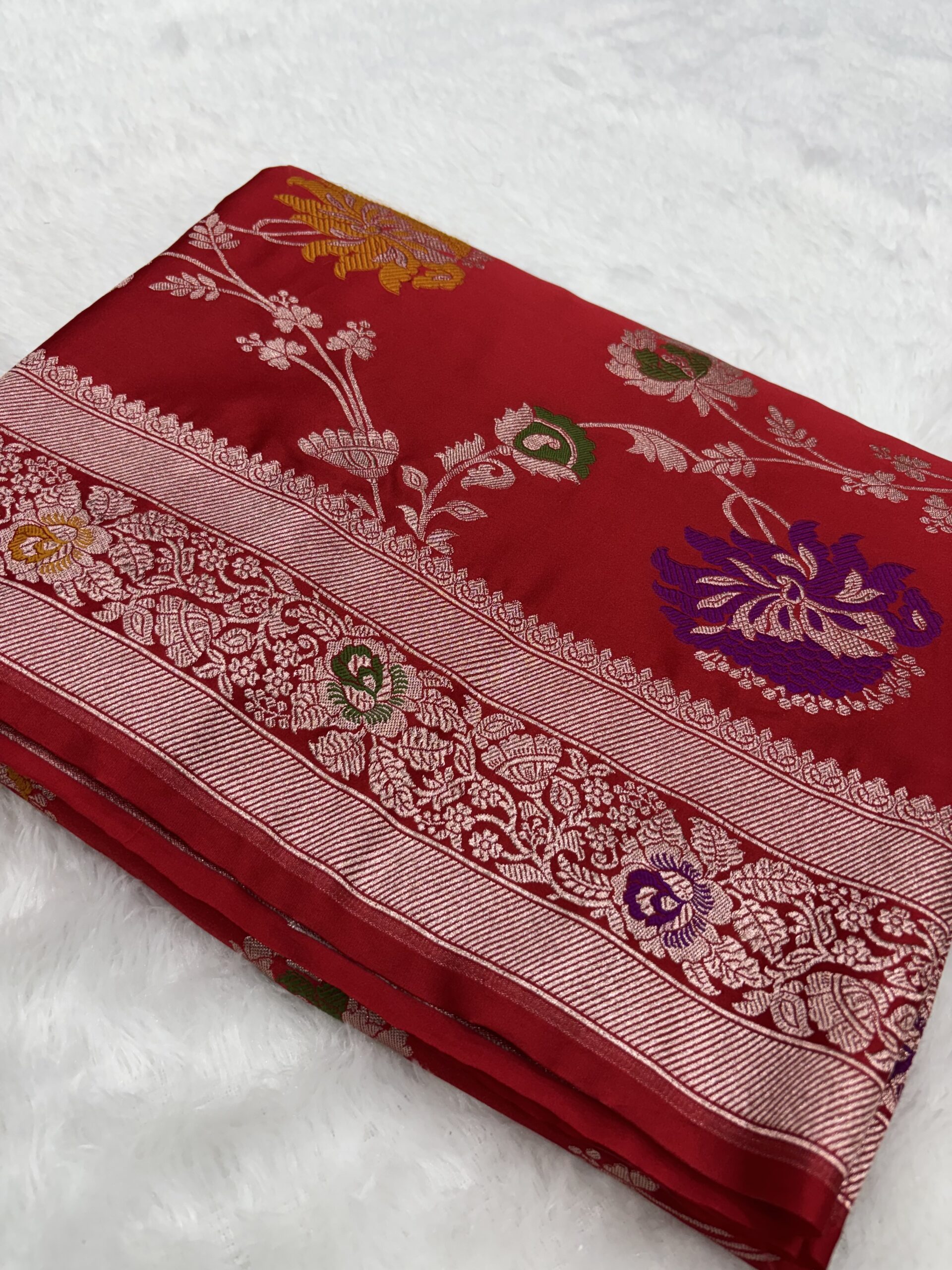 Maroon Meenakari Mashru Silk Saree - Image 5