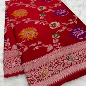 Maroon Meenakari Mashru Silk Saree