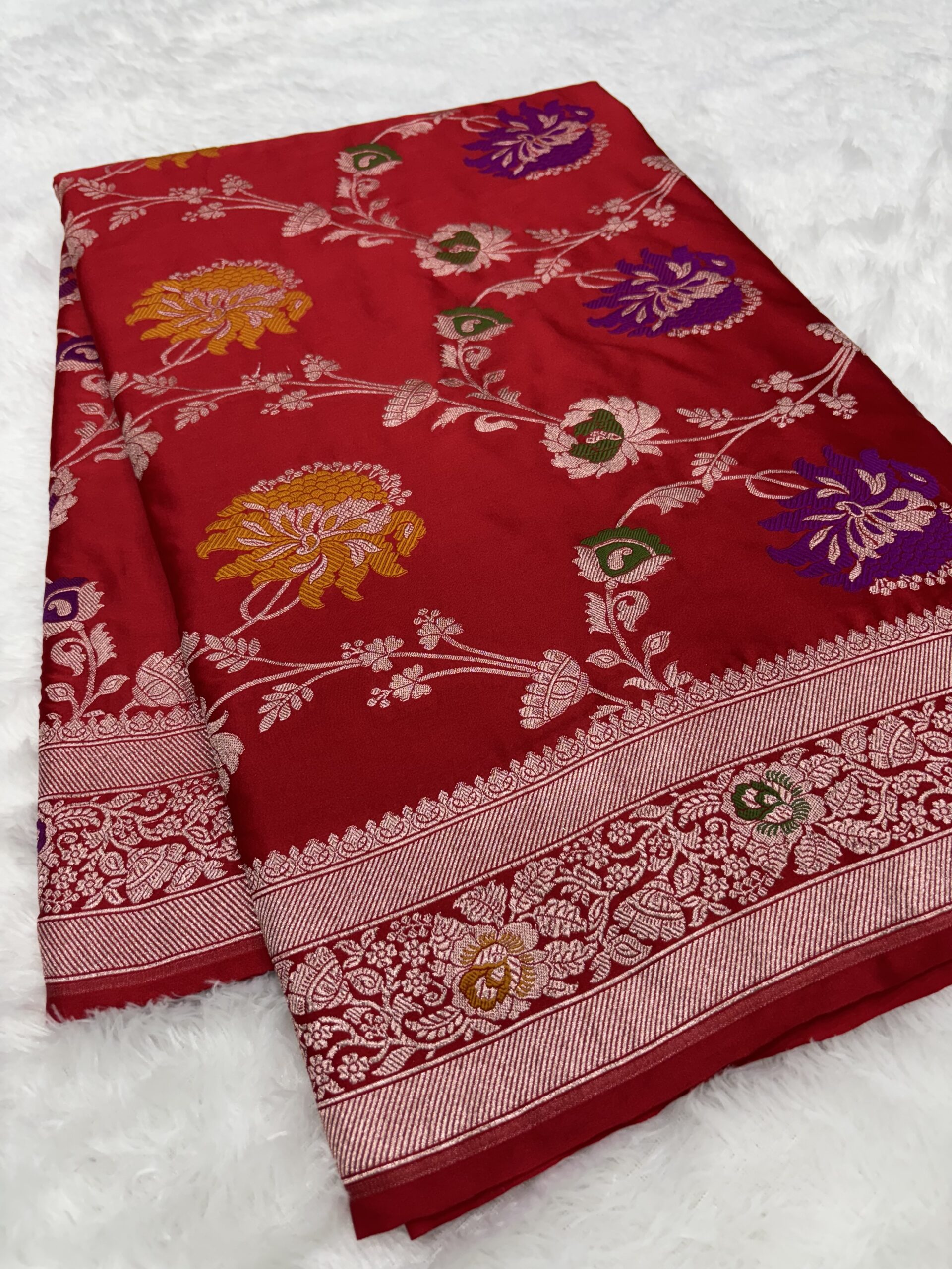 Maroon Meenakari Mashru Silk Saree