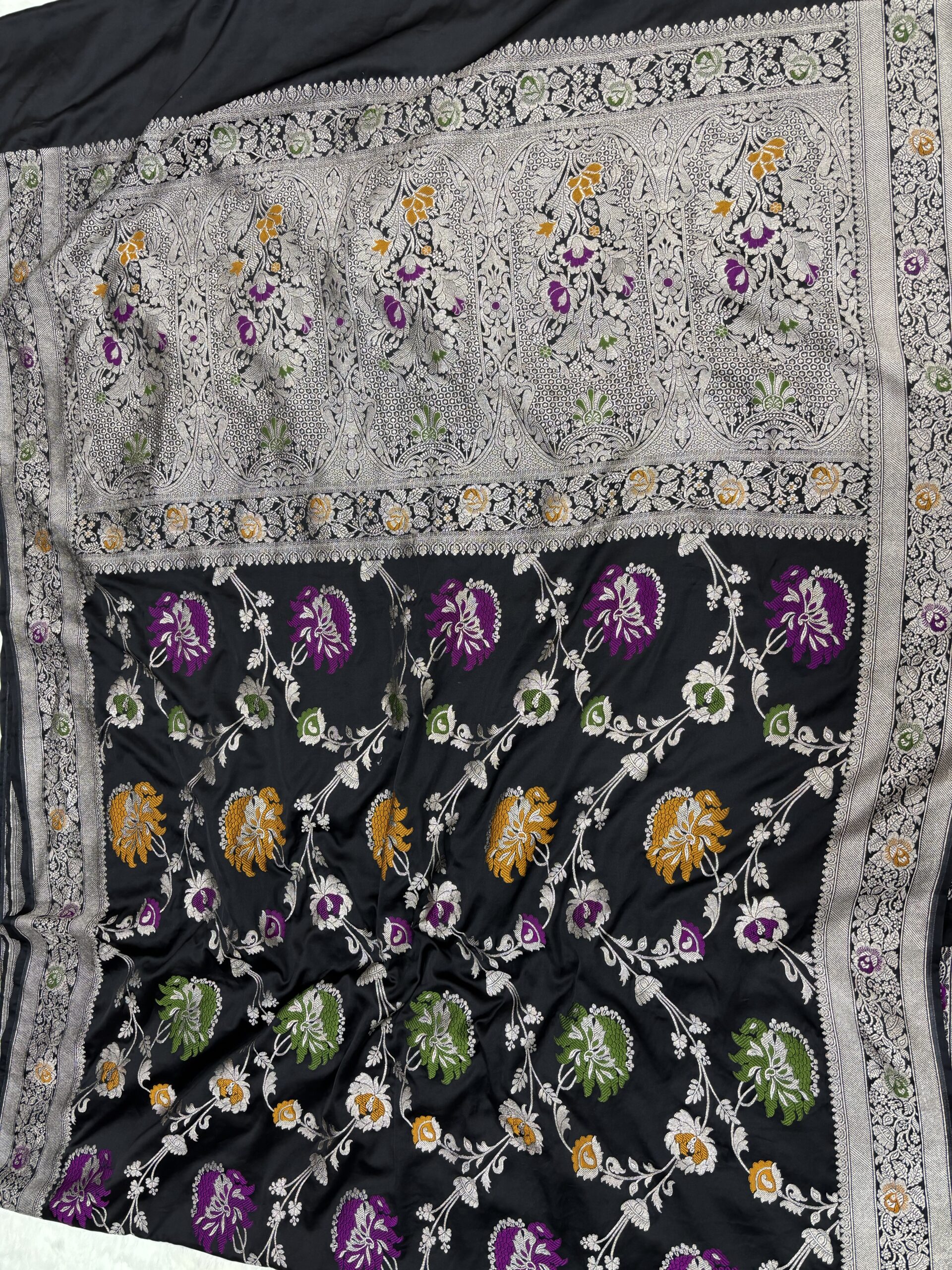 Black Tilfi Mashru Silk Saree - Image 5