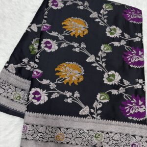 Black Tilfi Mashru Silk Saree