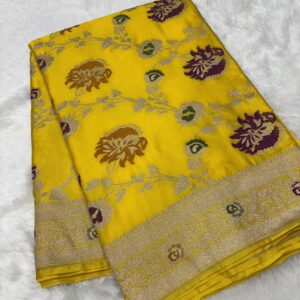 Gold Meenakari Mashru Silk Banarasi Saree