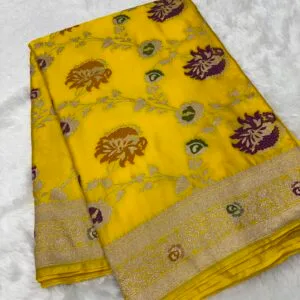 Gold Meenakari Mashru Silk Banarasi Saree