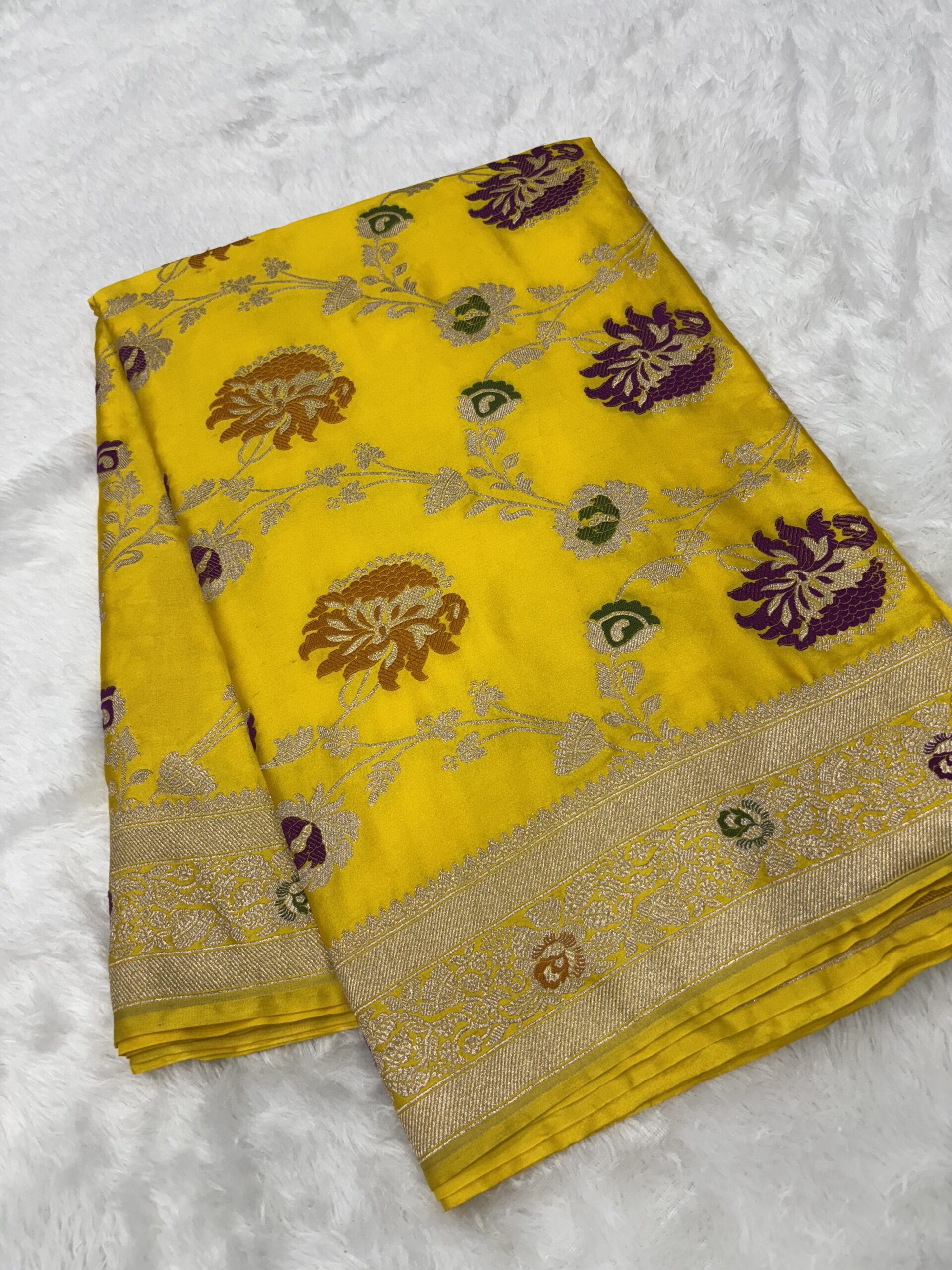 Gold Meenakari Mashru Silk Banarasi Saree