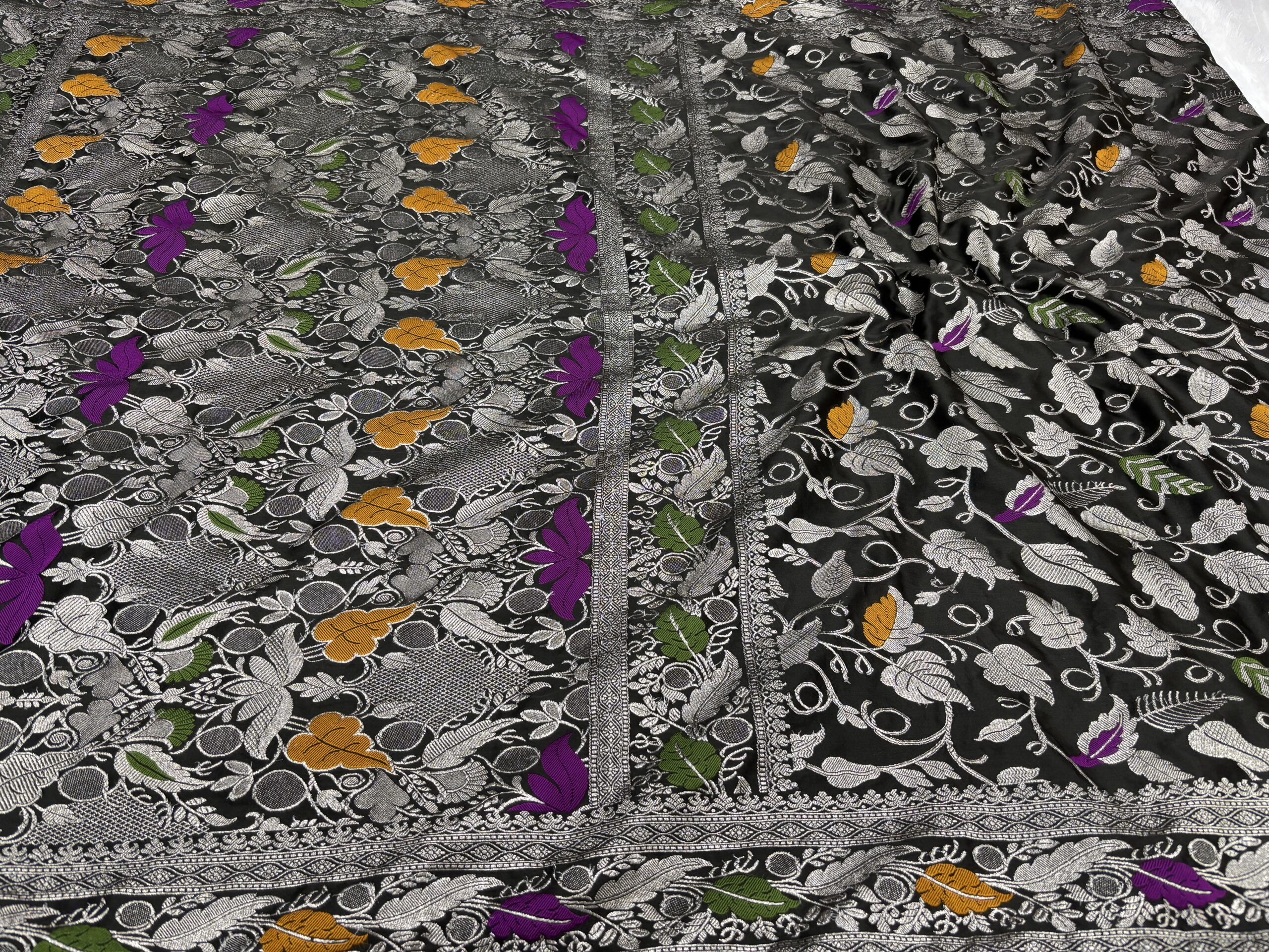 Black Meenakari Jal Mashru Silk Saree - Image 6