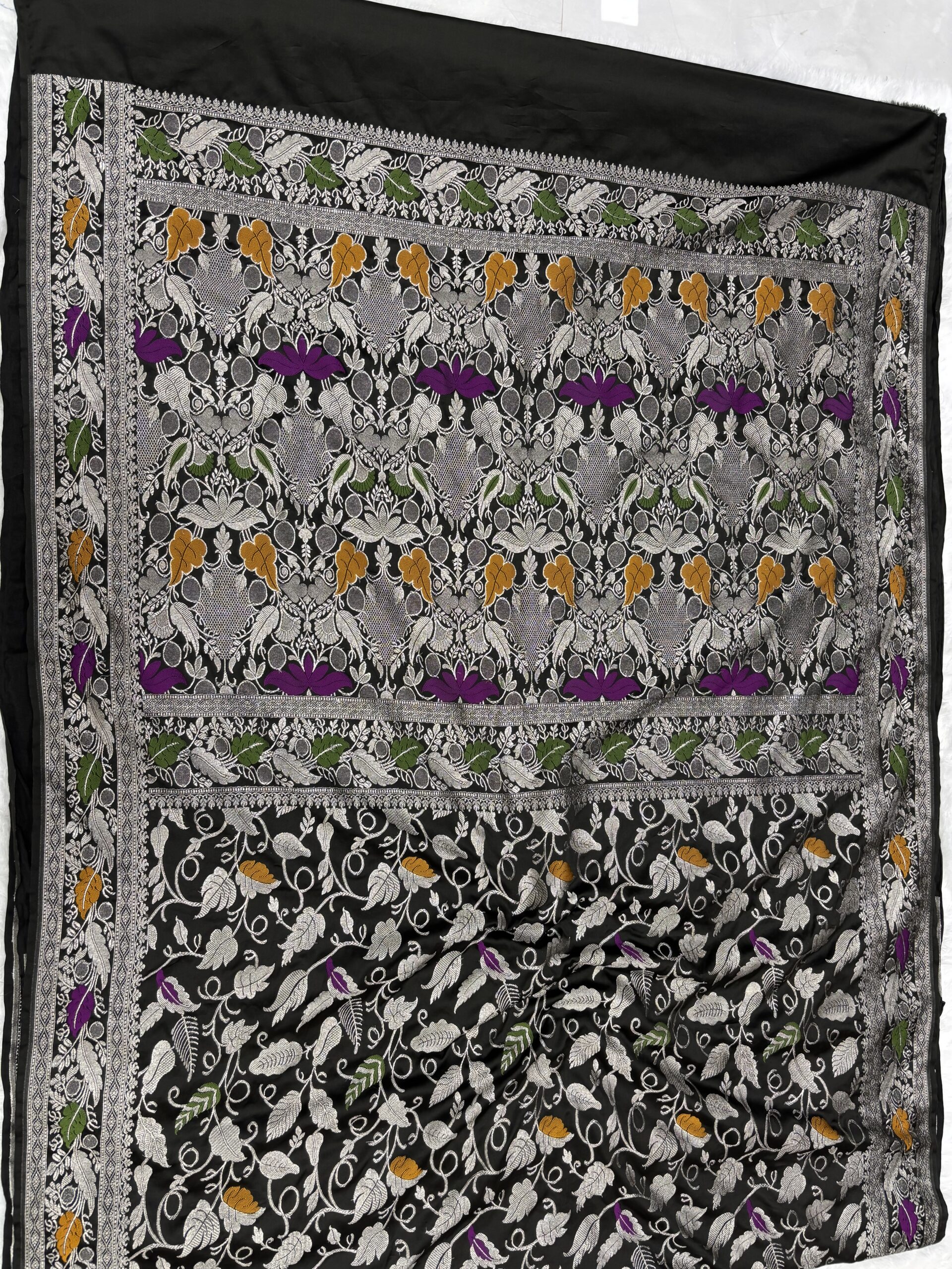Black Meenakari Jal Mashru Silk Saree - Image 5