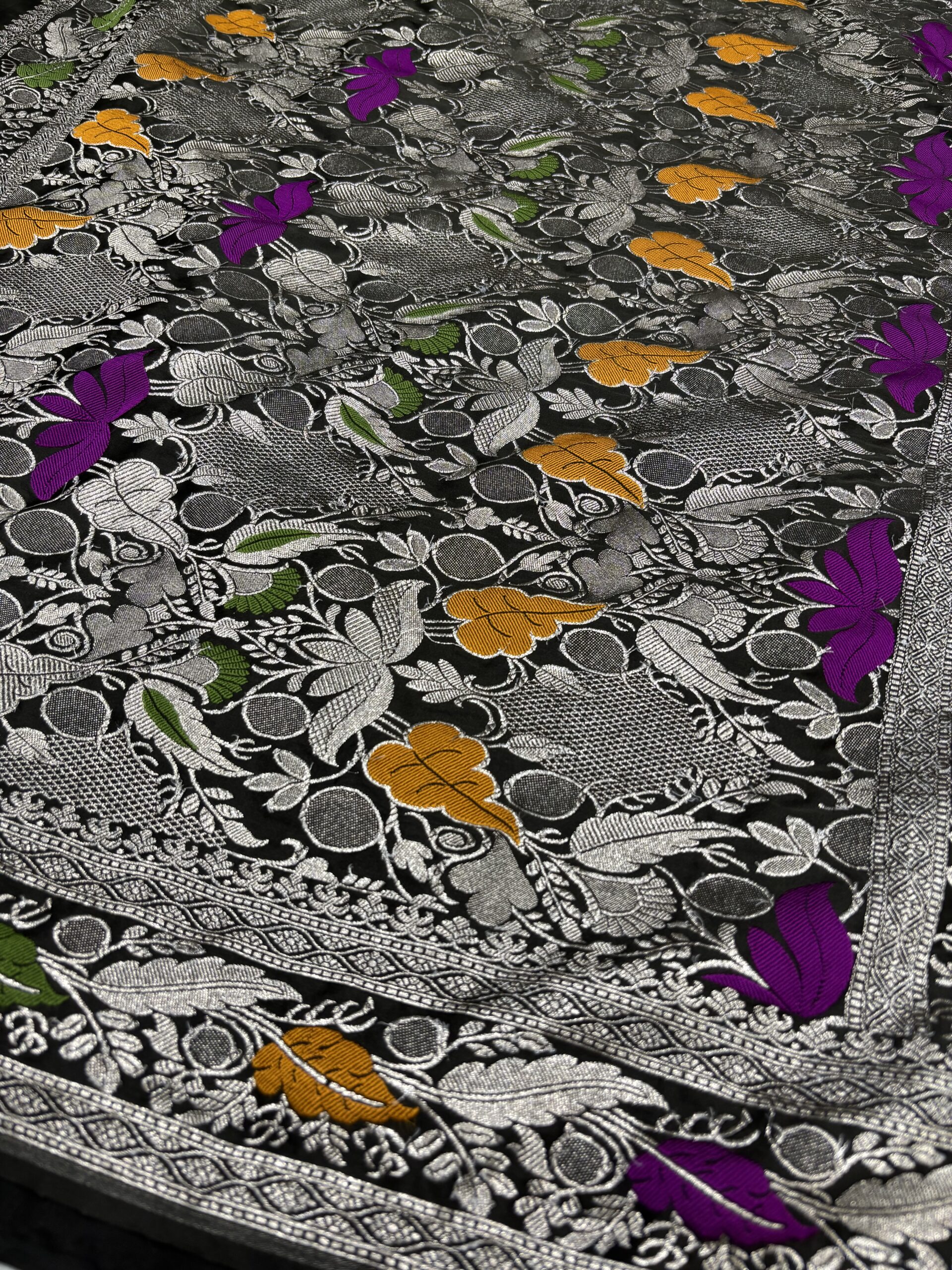 Black Meenakari Jal Mashru Silk Saree - Image 3