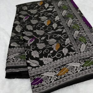 Black Meenakari Jal Mashru Silk Saree