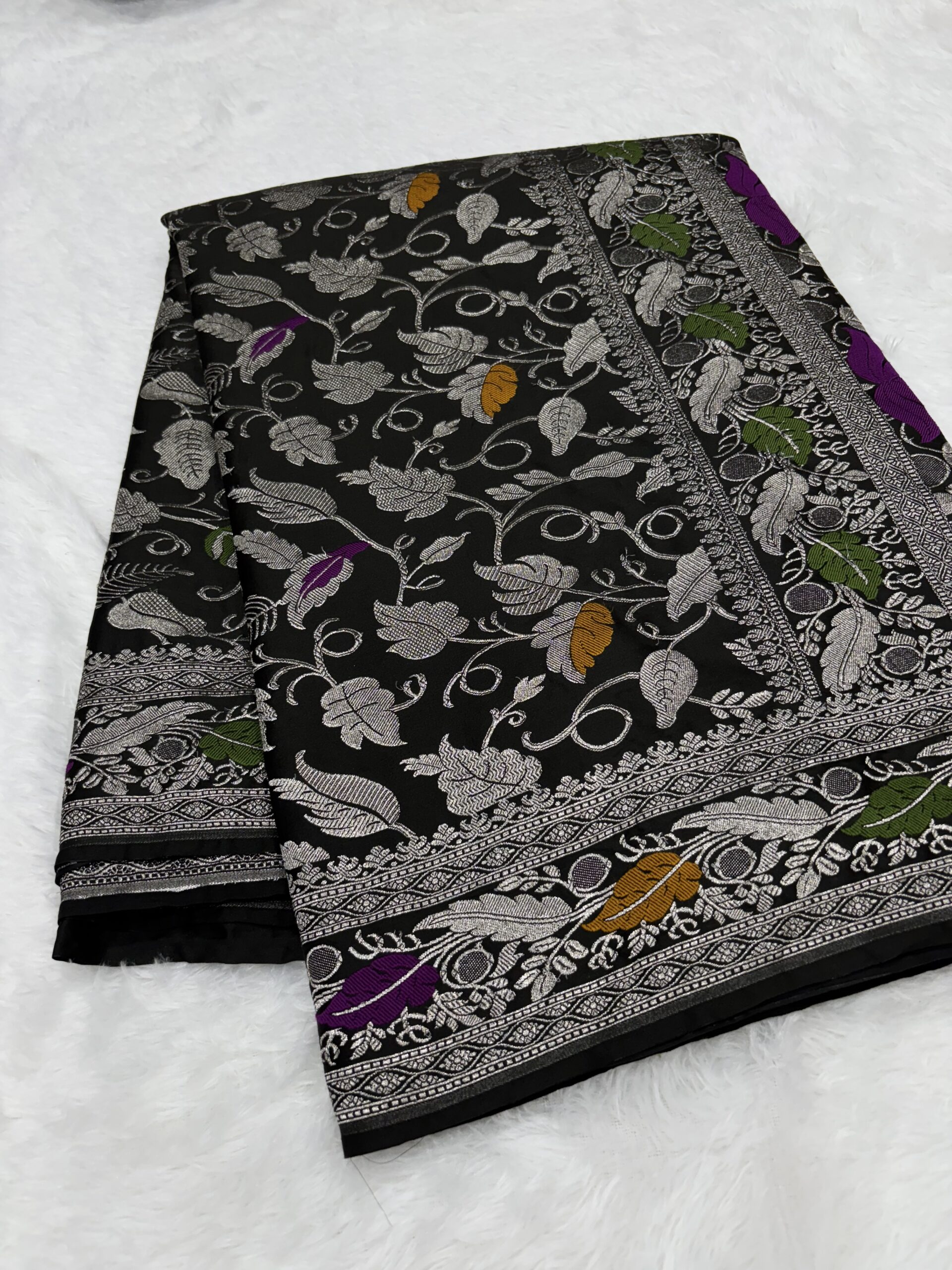 Black Meenakari Jal Mashru Silk Saree