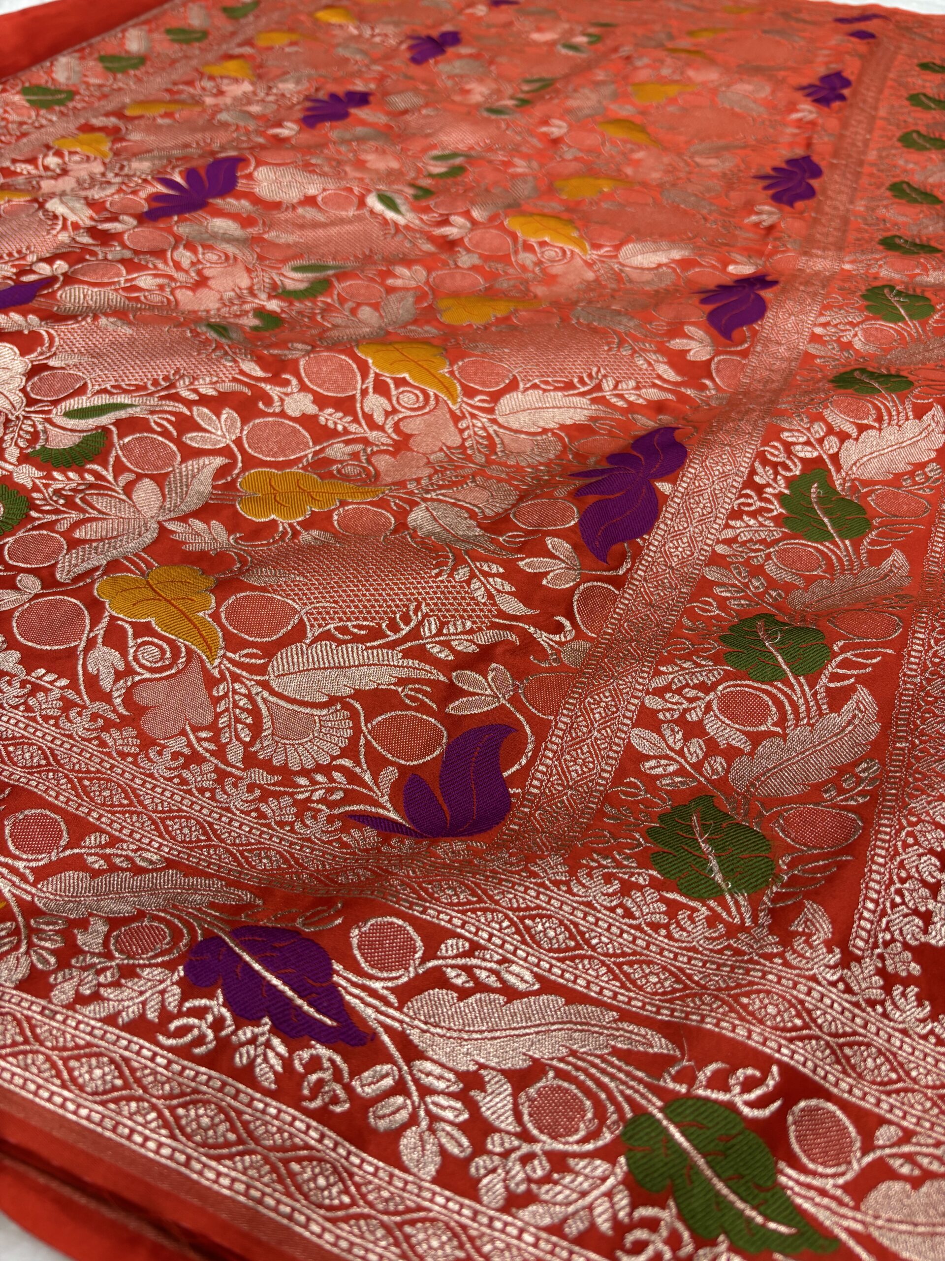 Meenakari Dark Red Mashru Silk Saree - Image 5