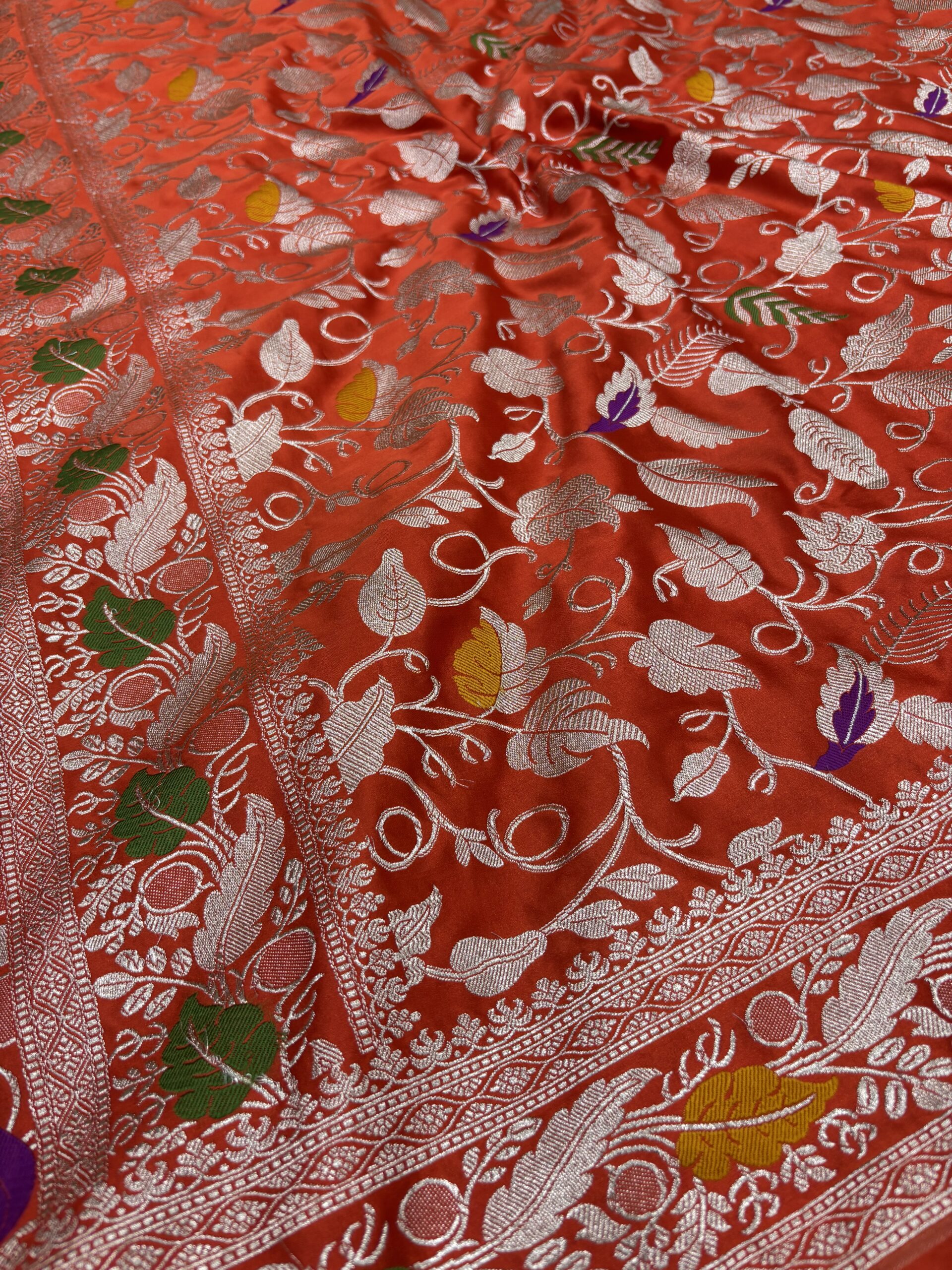 Meenakari Dark Red Mashru Silk Saree - Image 2