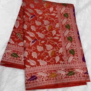 Meenakari Dark Red Mashru Silk Saree