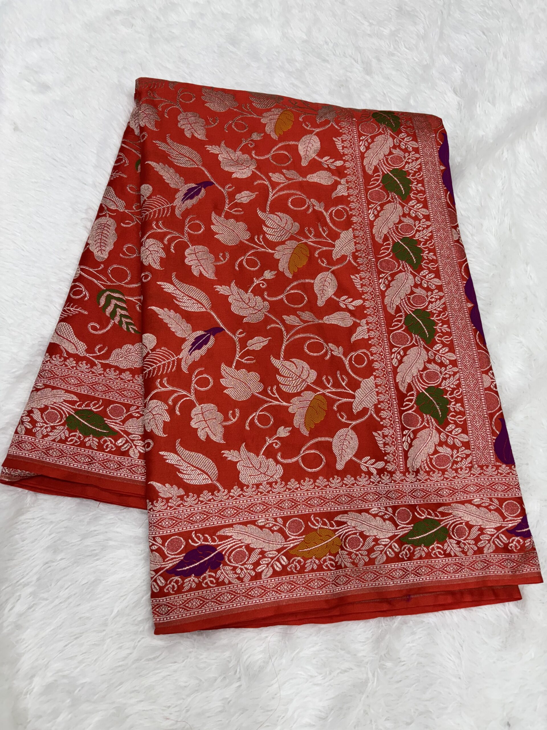 Meenakari Dark Red Mashru Silk Saree
