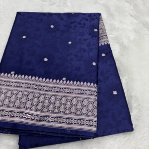 Navy Blue Mashru Silk Tanchoi Saree