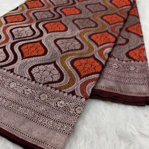 Garnet Katan Silk Banarasi Saree