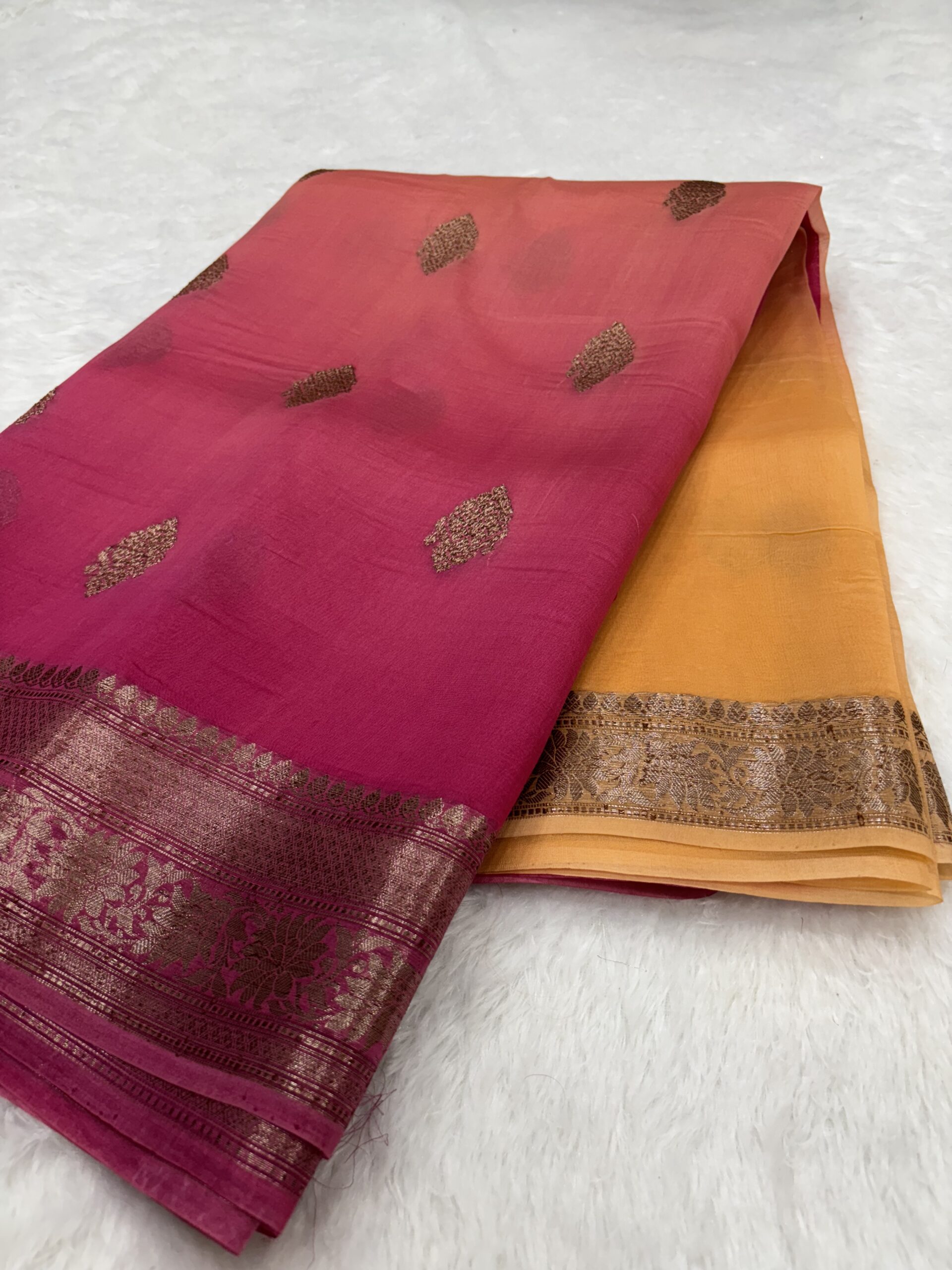 Contrast Pure Banarasi Organza Saree