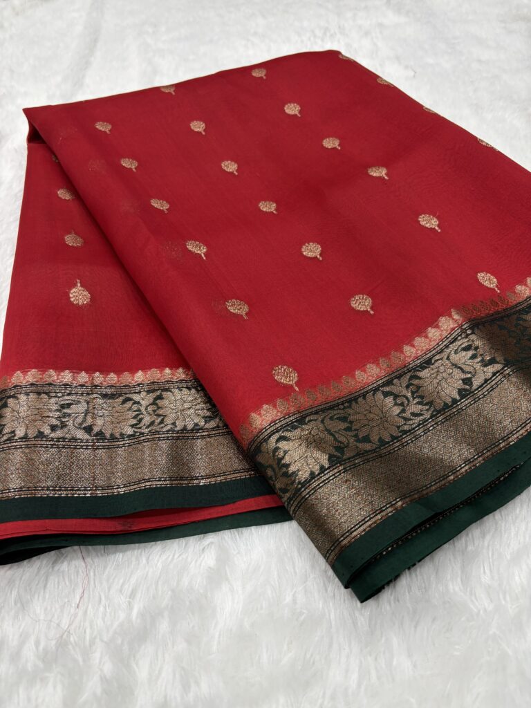 Contrast Pure Banarasi Organza Saree