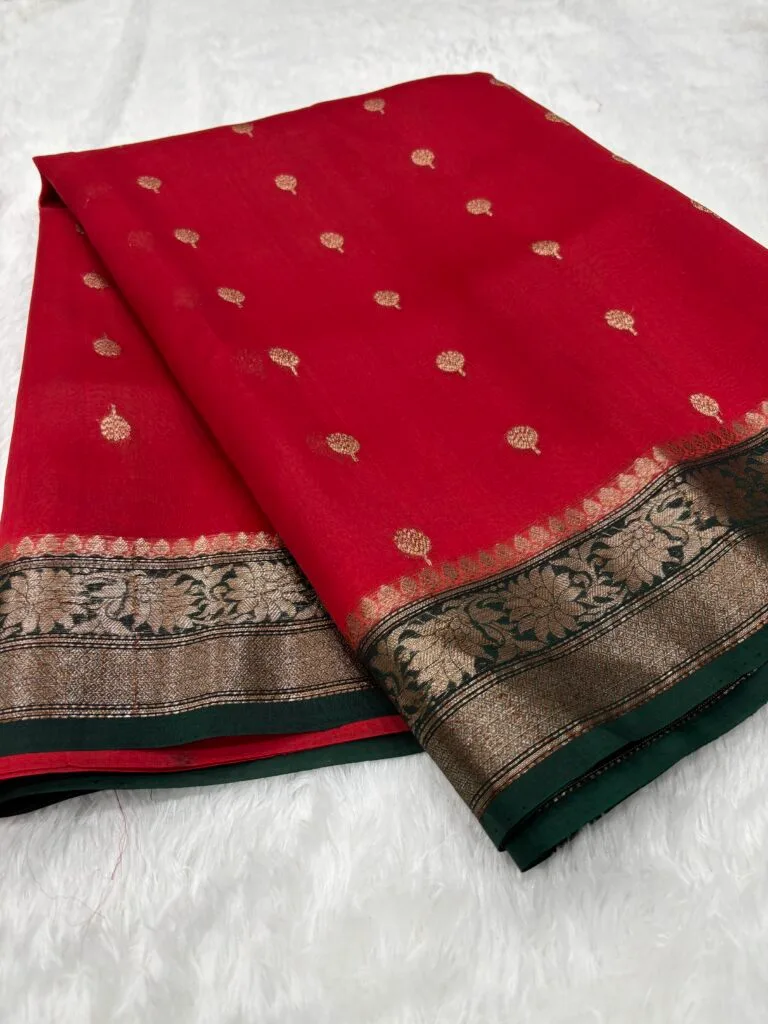 Red Banarasi Organza Saree