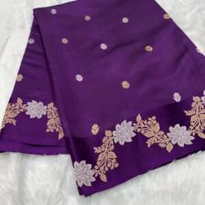 Banarasi Purpel Shade Handwoven Pure Raw Mango Silk Saree