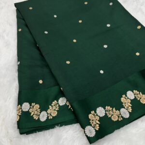 Banarasi Bottle Green Handwoven Pure Raw Mango Silk Saree