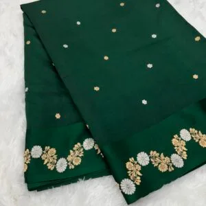 Banarasi Bottle Green Handwoven Pure Raw Mango Silk Saree
