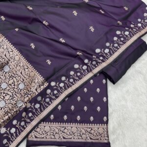 Exclusive Wine Katan Silk Banarasi Suit