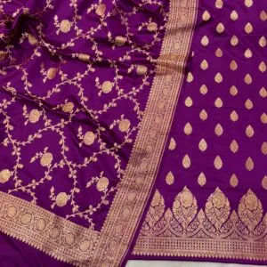 Purple Katan Silk Banarasi Suit