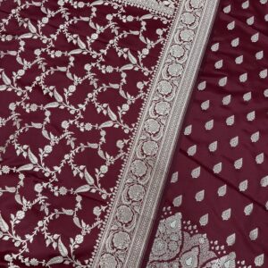 Dark Red Mashru Banarasi Suit