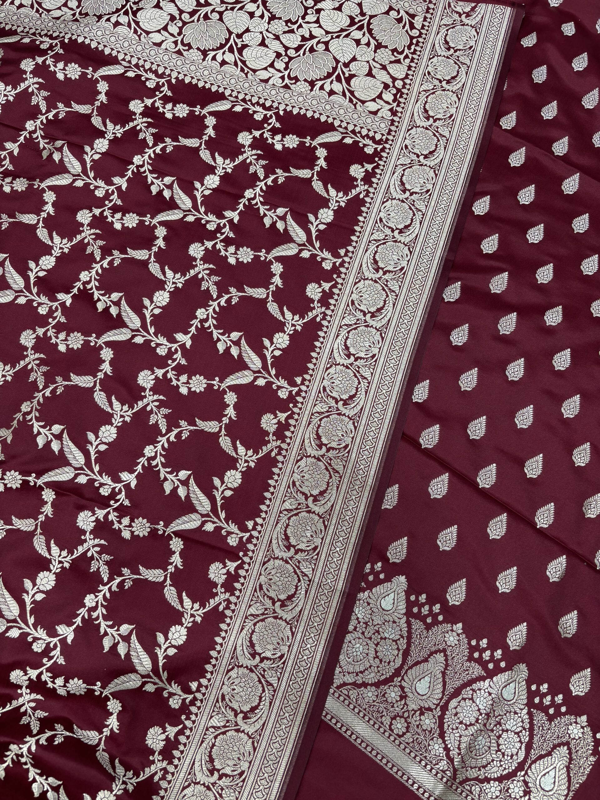 Dark Red Mashru Banarasi Suit