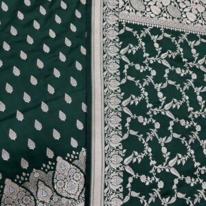 Dark Green Mashru Banarasi Suit