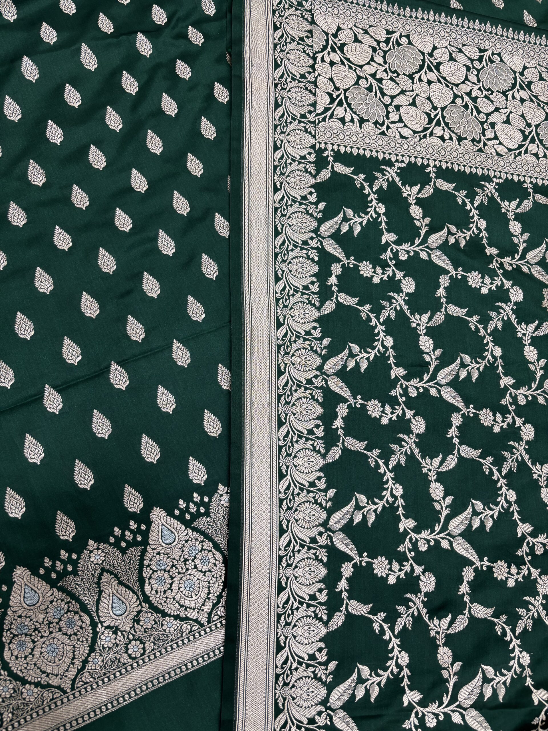 Dark Green Mashru Banarasi Suit