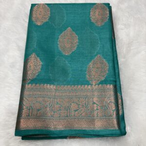 Pure Tussar Rama Green Banarasi Saree