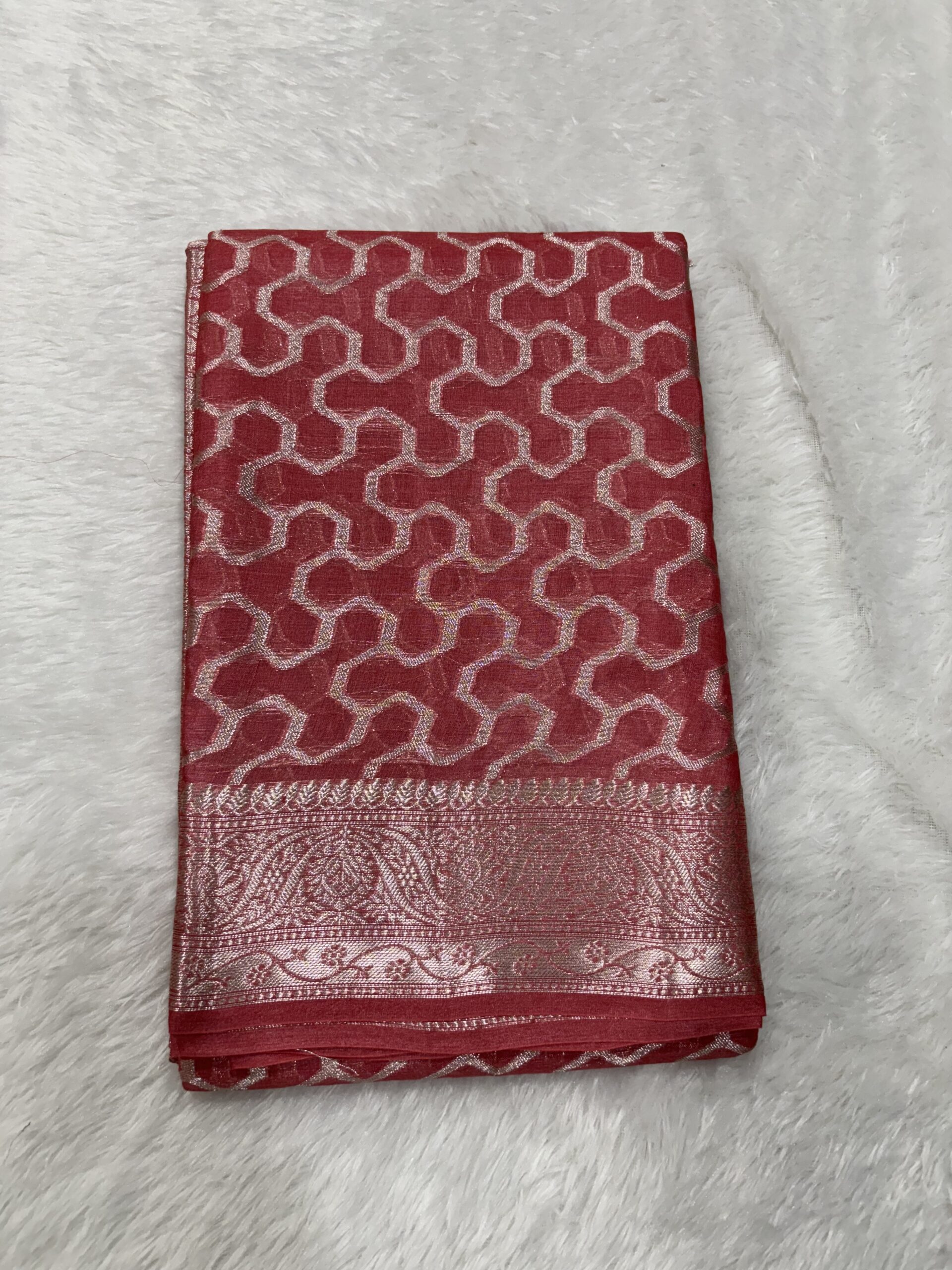 Pure Tussar Maroon Banarasi Saree
