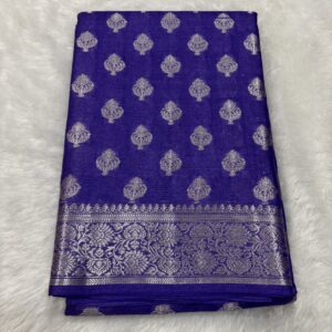 Pure Tussar Royal Blue Banarasi Saree