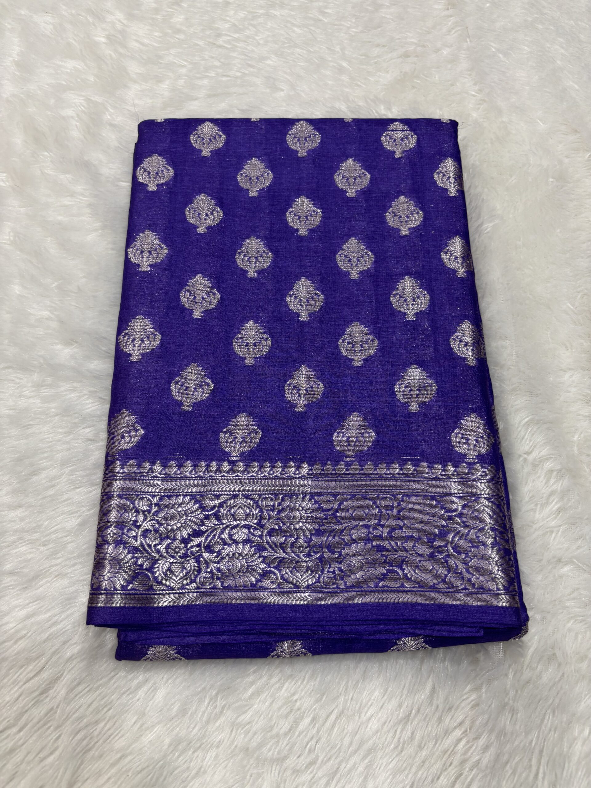 Pure Tussar Royal Blue Banarasi Saree
