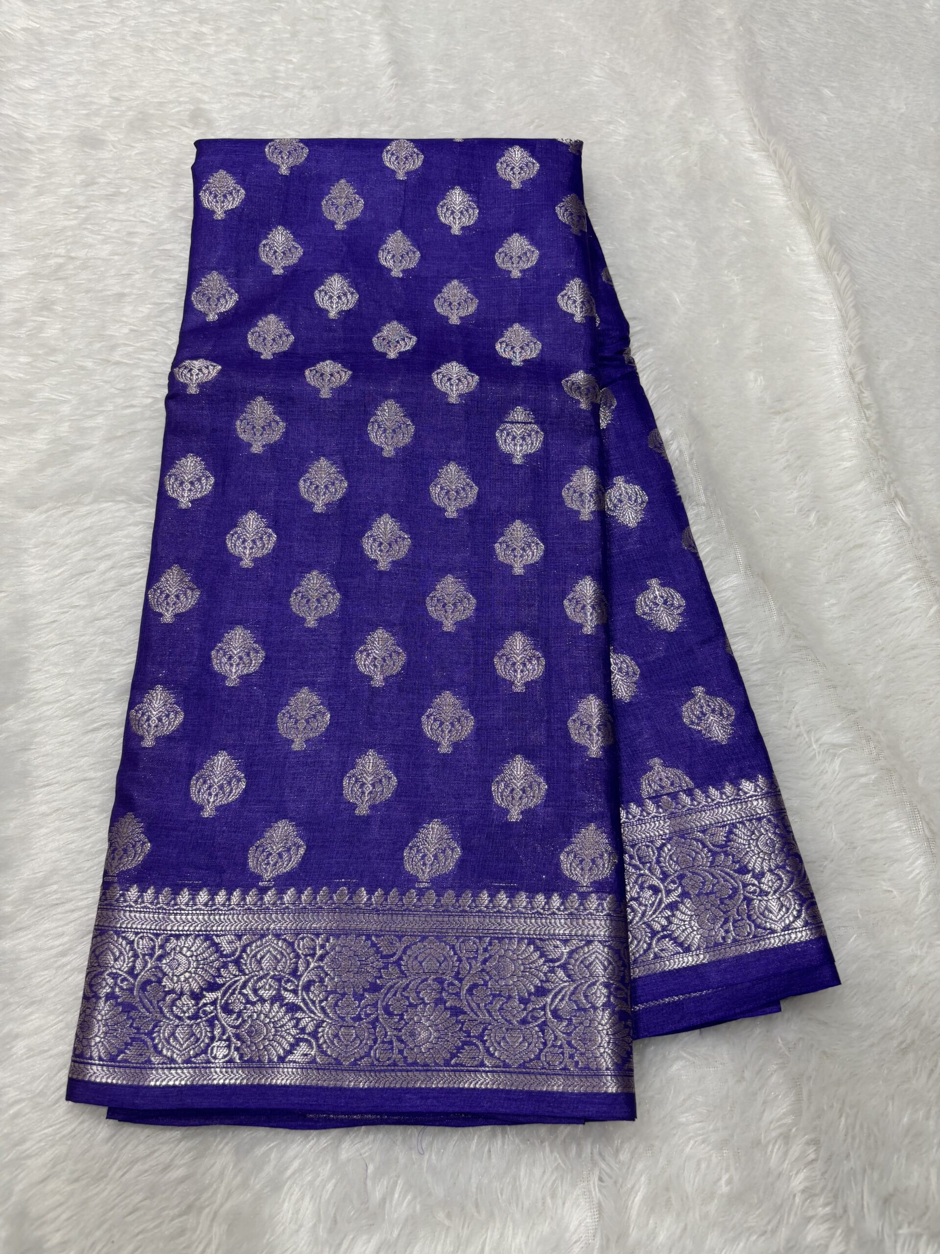 Exclusive Pure Tussar Royal Blue Banarasi Saree - Image 7