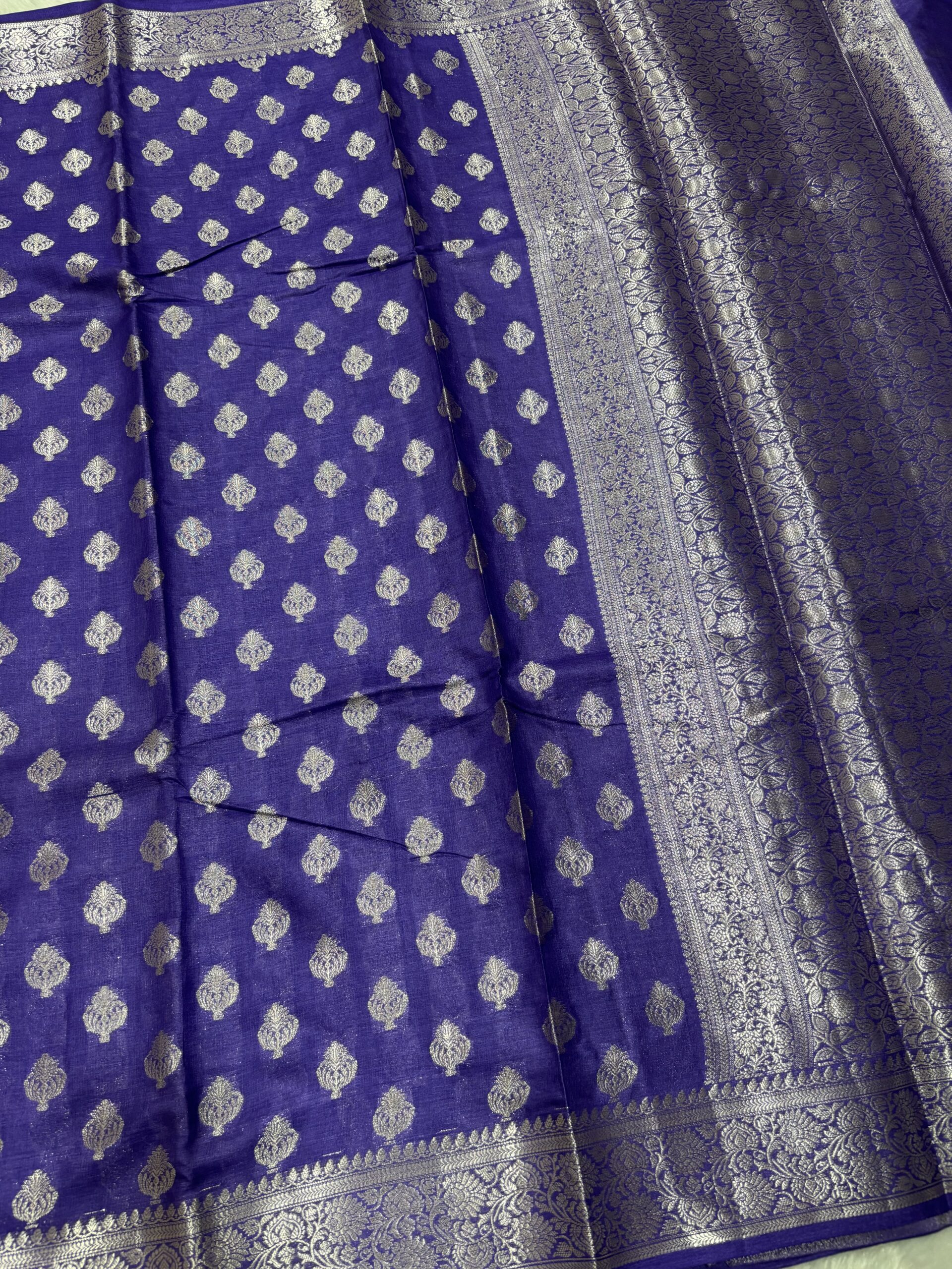 Exclusive Pure Tussar Royal Blue Banarasi Saree - Image 6