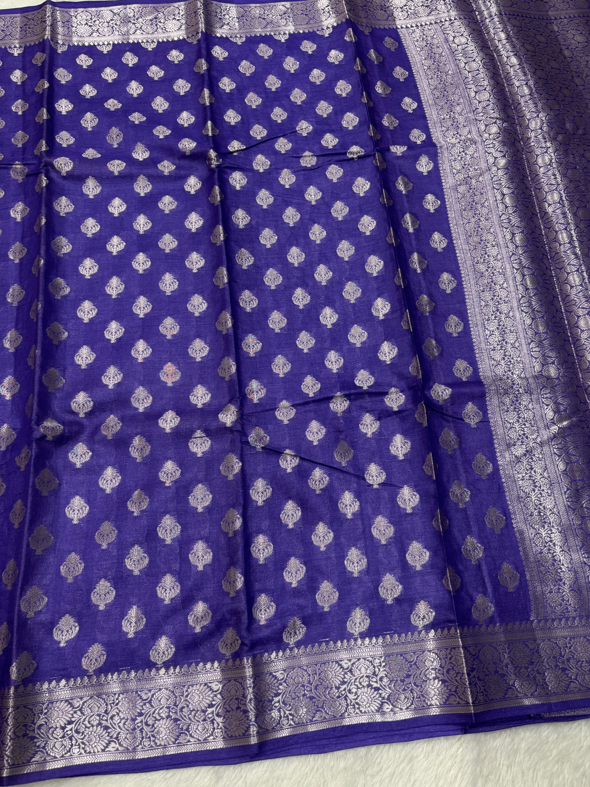 Exclusive Pure Tussar Royal Blue Banarasi Saree - Image 4