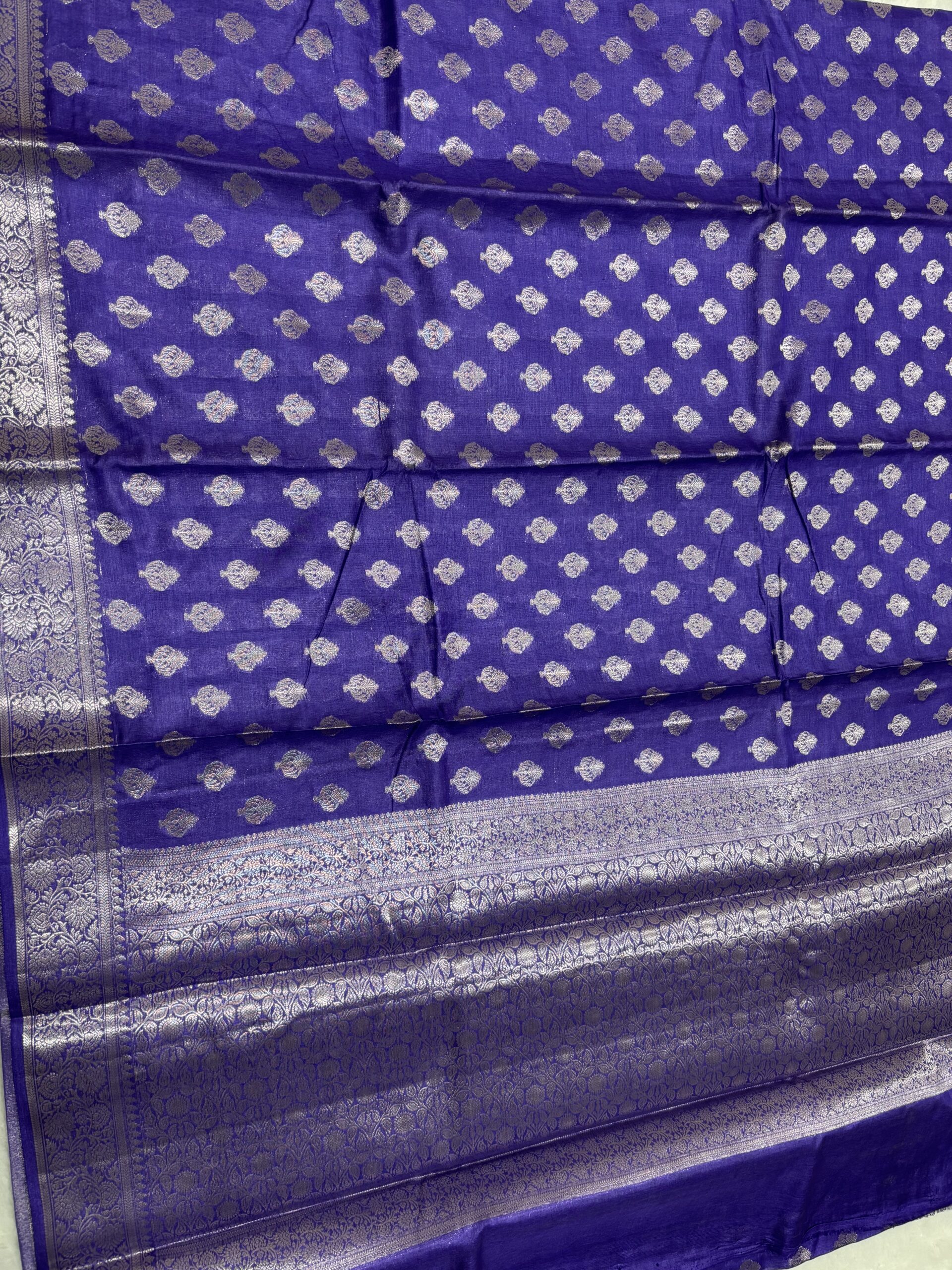 Exclusive Pure Tussar Royal Blue Banarasi Saree - Image 5