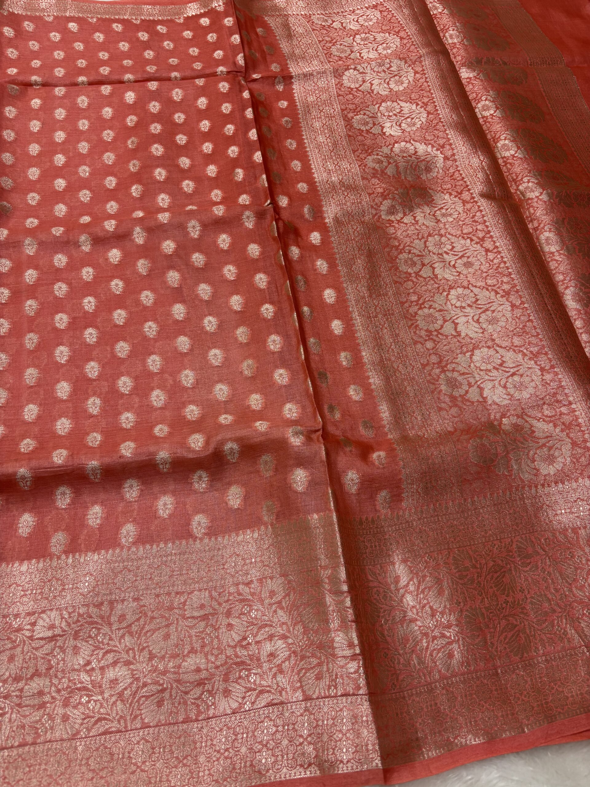 Exclusive Pure Tussar Baby Pink Banarasi Saree - Image 2