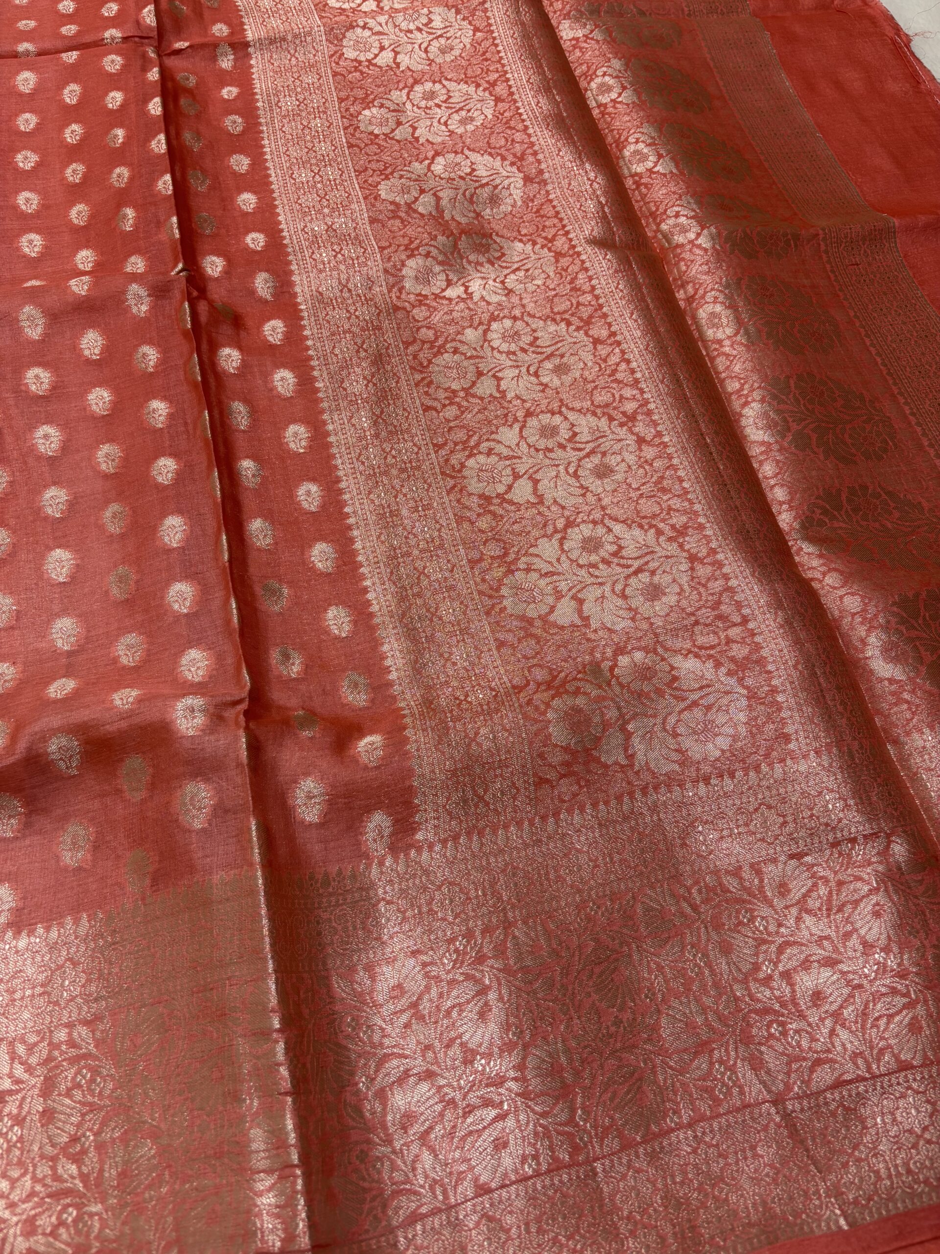 Exclusive Pure Tussar Baby Pink Banarasi Saree - Image 3