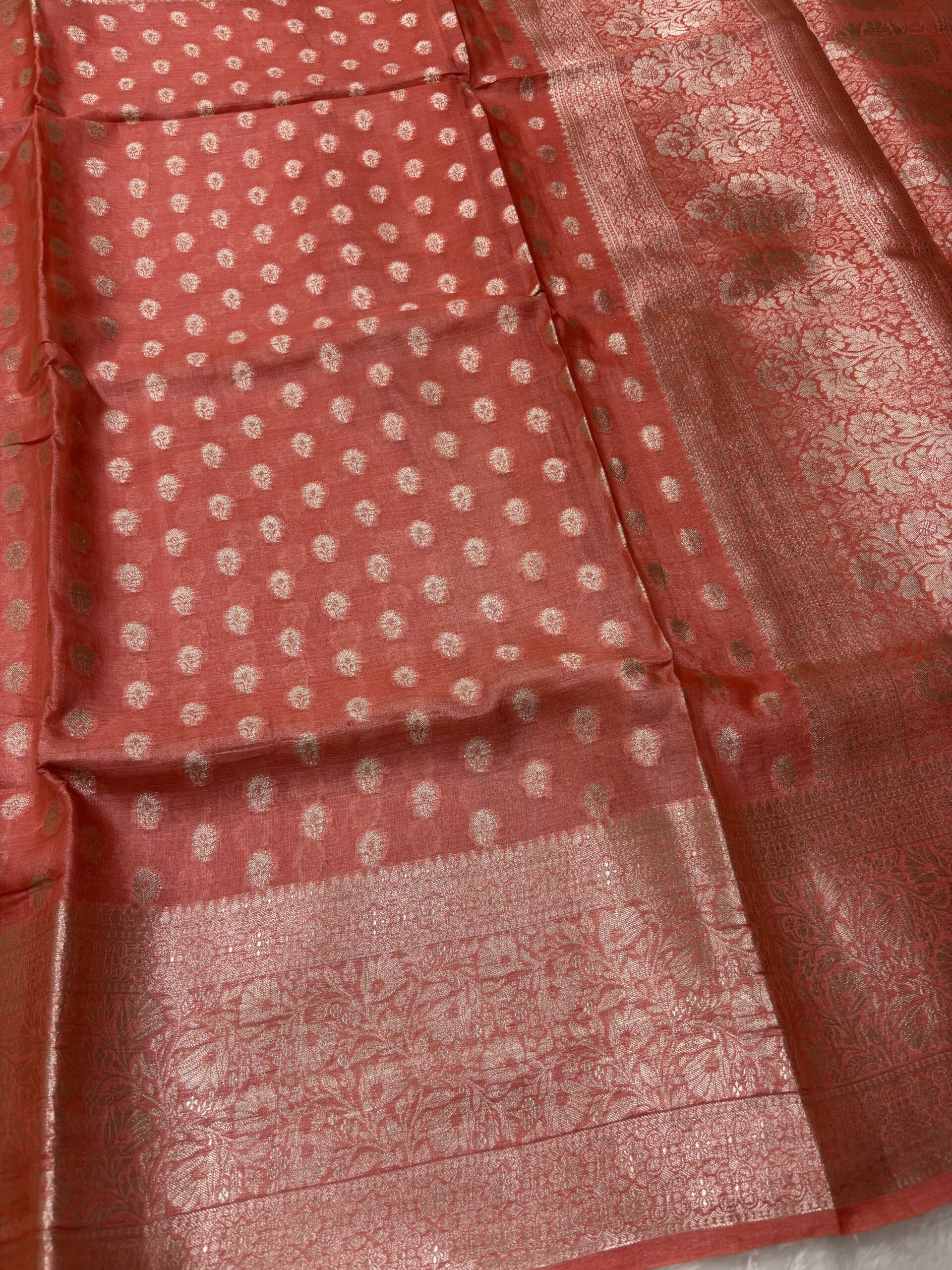 Exclusive Pure Tussar Baby Pink Banarasi Saree - Image 4