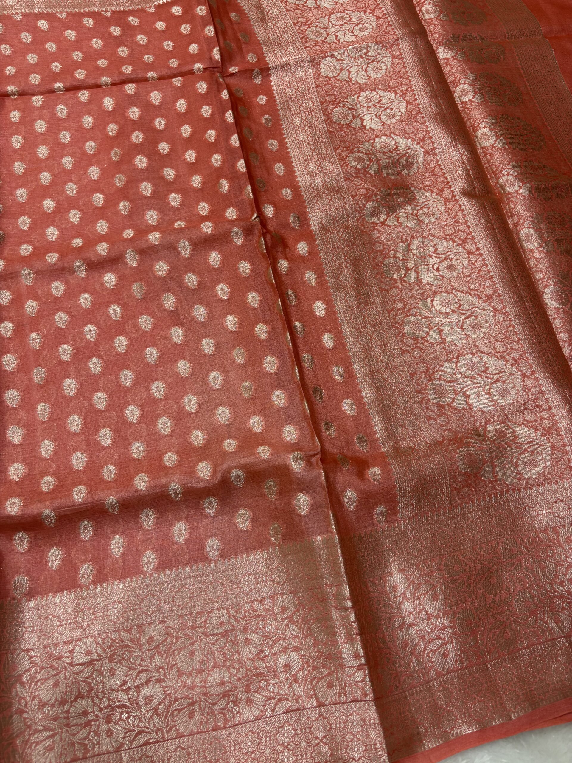 Exclusive Pure Tussar Baby Pink Banarasi Saree - Image 6