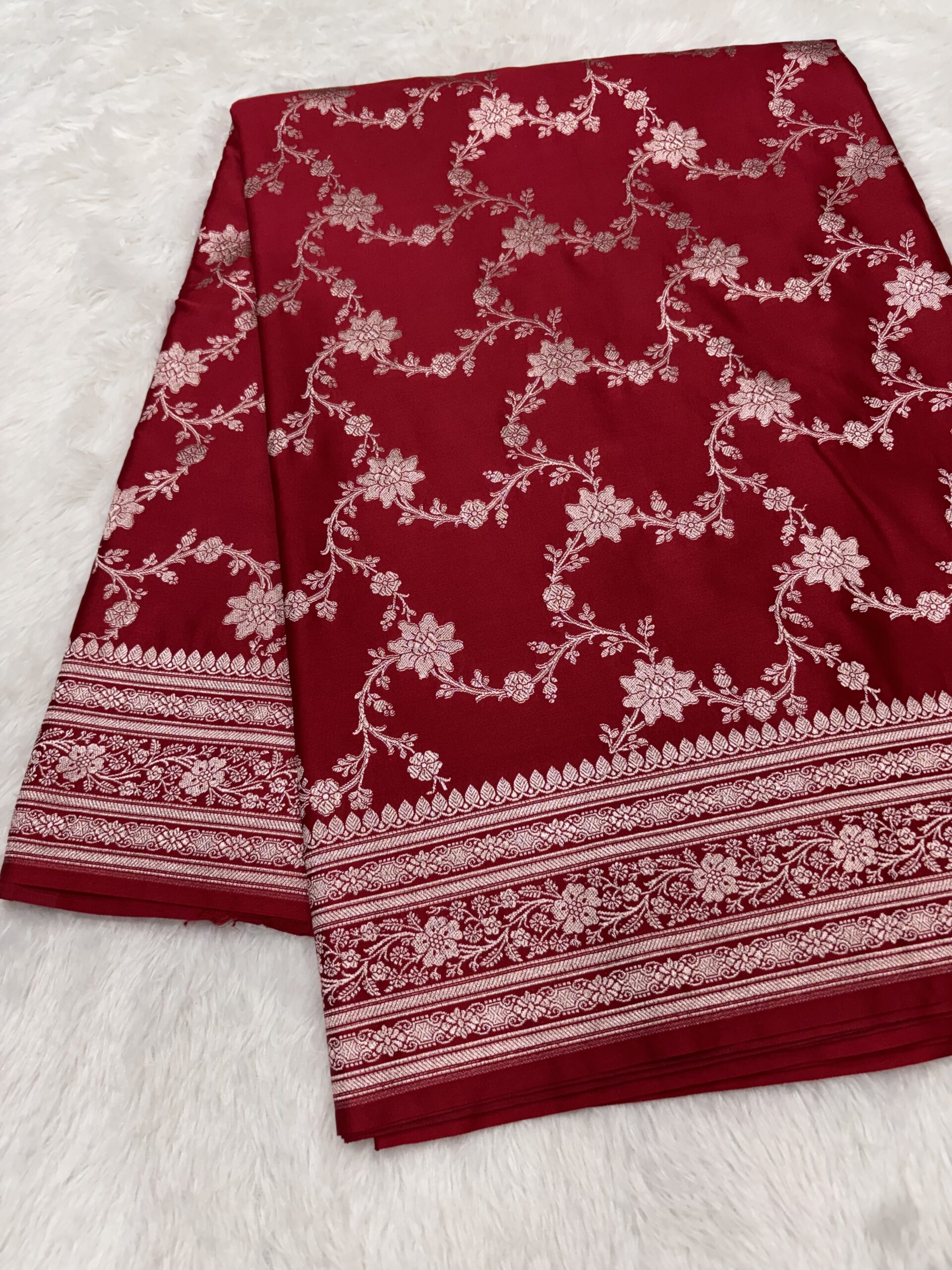 Maroon Mashru Silk Banarasi Saree