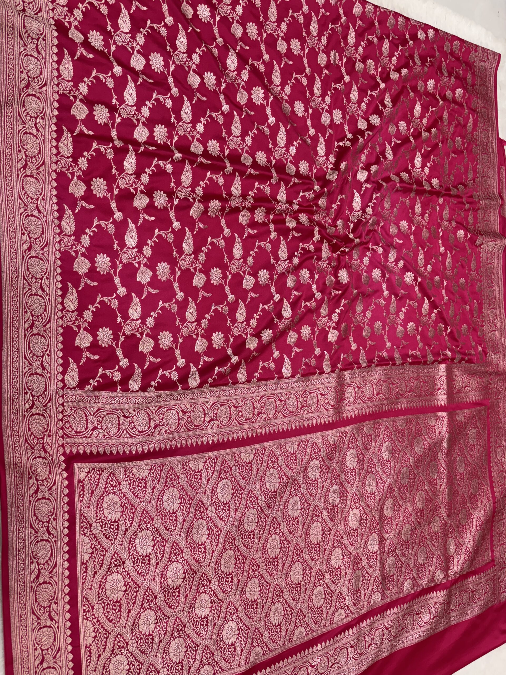 Rani Mashru Silk Banarasi Saree | Gold Zari Jal Work - Image 2
