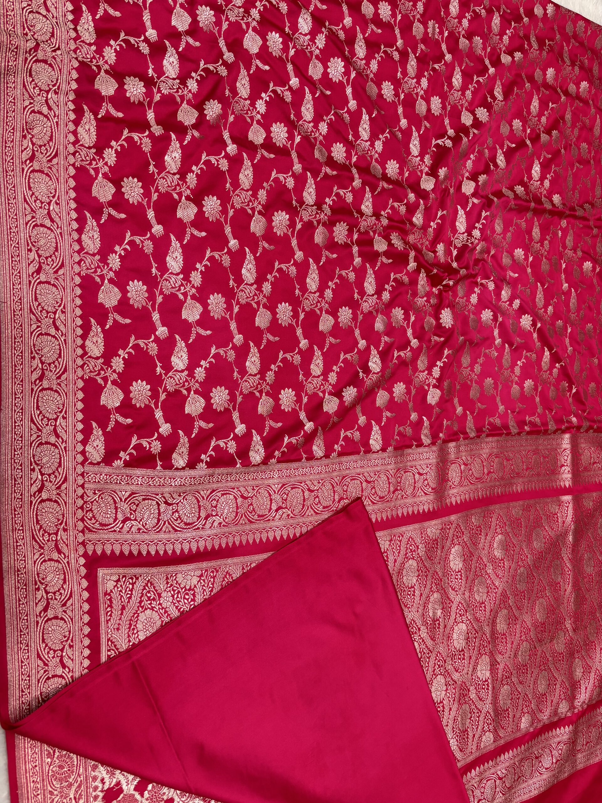 Rani Mashru Silk Banarasi Saree | Gold Zari Jal Work - Image 5