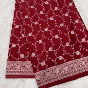 Glosy Maroon Mashru Silk Banarasi Saree