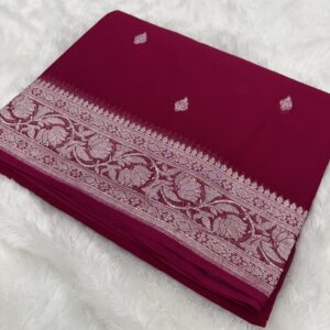 Rani Pink Khaddi Chiffon Banarasi Saree